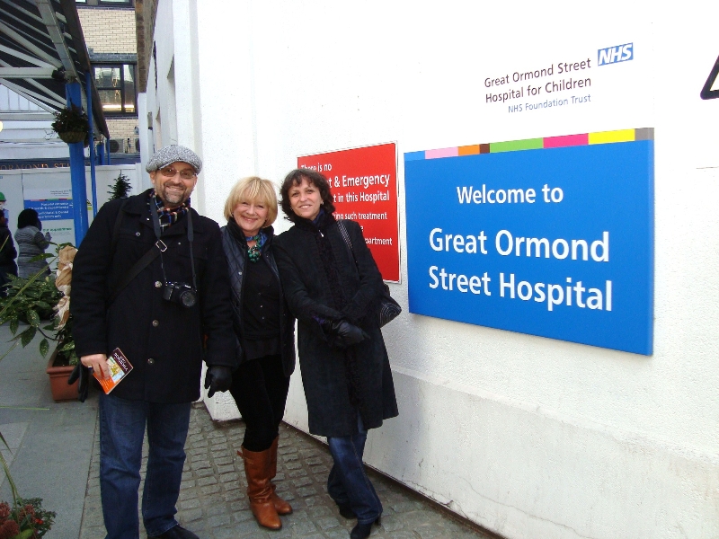 Dr Igor Stetsyuk and Dr Olga Stetsyuk , Tatiana Pereverzeva- Birch (in the middle) worked as a team with the doctors and nurses of GOSH (pictures inside the hospital were not welcomed)